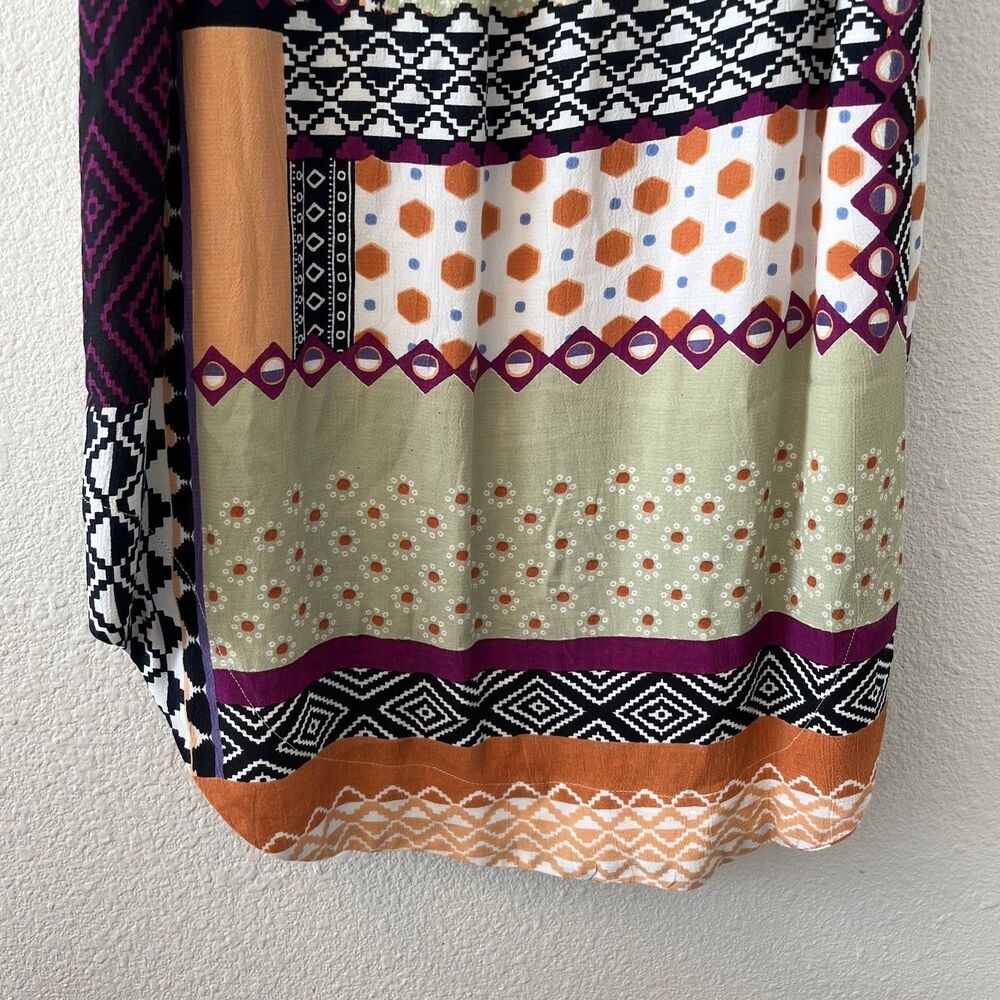 ANTHROPOLOGIE Women's Everyway Shirt Dress Size 2P Patchwork Boho Colorful Artsy - Picture 11 of 16
